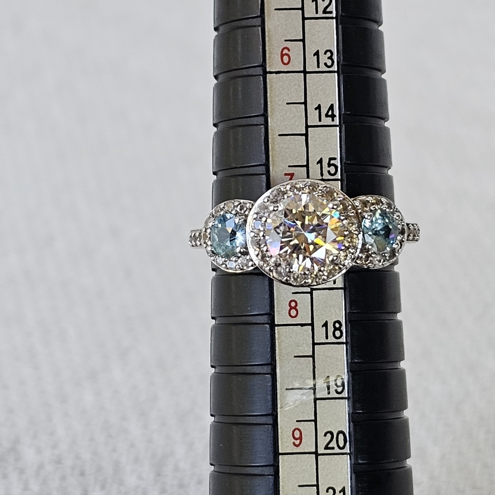 Rare Strontium Titanate & Blue Topaz Ring Sterling Silver Size 7! - Picture 10 of 11